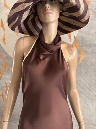 Vestido Zara Halter Satén Marrón T M