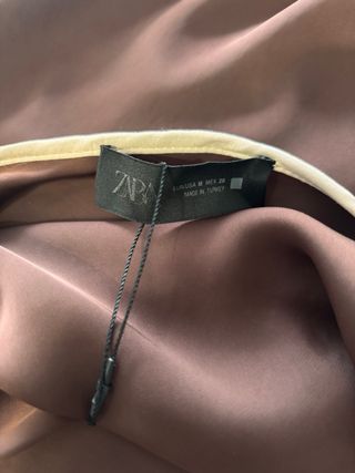 Vestido Zara Halter Satén Marrón T M