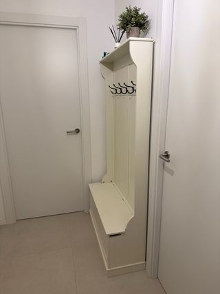 Mueble Perchero Blanco con Banco y Arcón