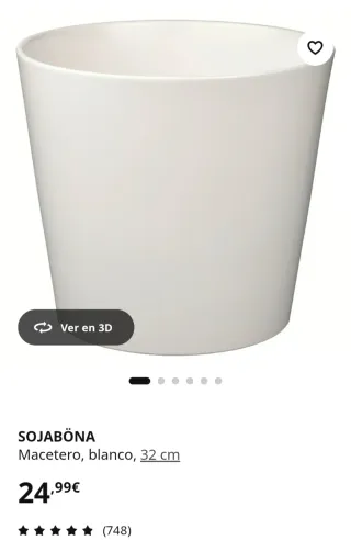 Macetero SOJABÖNA blanco 32 cm