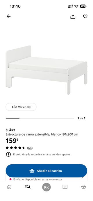 Cama infantil extensible blanca + colchón