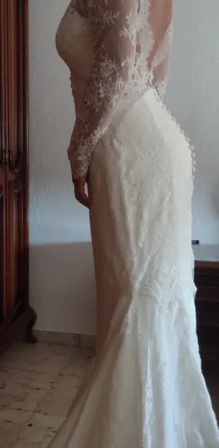 Vestido Novia Encaje Manga Larga