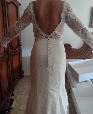 Vestido Novia Encaje Manga Larga