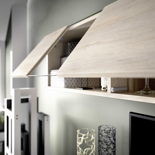 Mueble de Salón 200 cm. Blanco Brillo y Nature