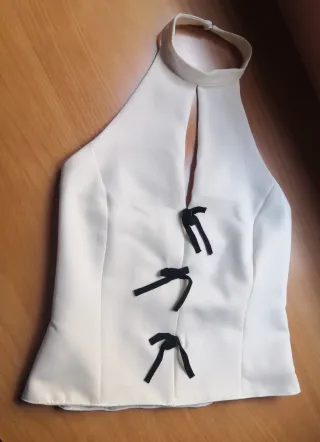 Top halter lazos Zara blanco