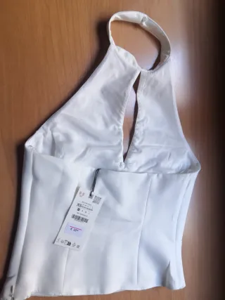 Top halter lazos Zara blanco