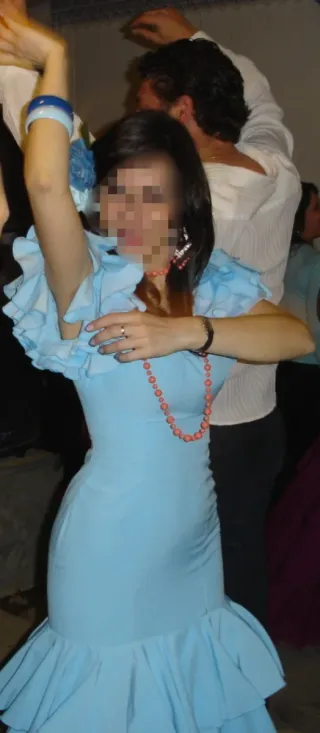 Vestido Flamenca Celeste Bebé modelo Alcolea