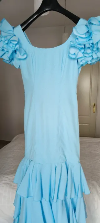 Vestido Flamenca Celeste Bebé modelo Alcolea