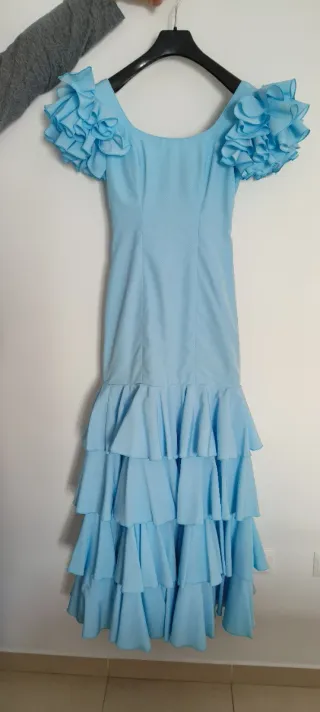 Vestido Flamenca Celeste Bebé modelo Alcolea