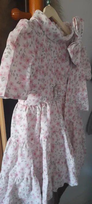 Vestido niña flores rosa 5_6 años