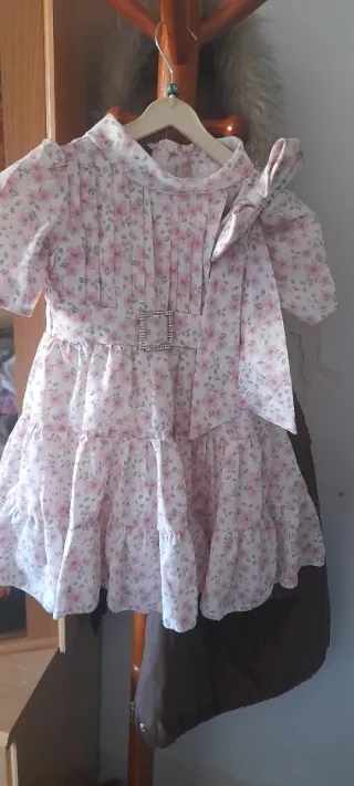 Vestido niña flores rosa 5_6 años