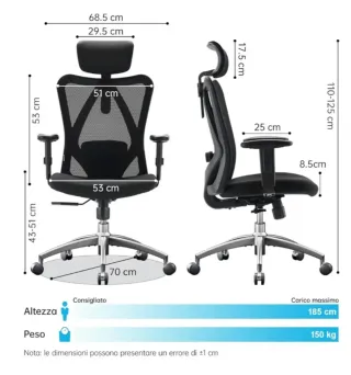 Silla de oficina ergonómica negra Sihoo M-18