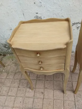 Pareja Mesitas Noche Antiguas Madera