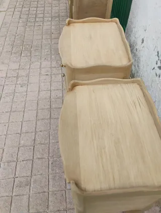 Pareja Mesitas Noche Antiguas Madera