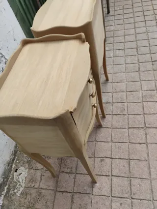 Pareja Mesitas Noche Antiguas Madera