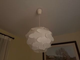 Cuadro abstracto pintado a mano y set de lamparas