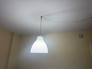 Cuadro abstracto pintado a mano y set de lamparas