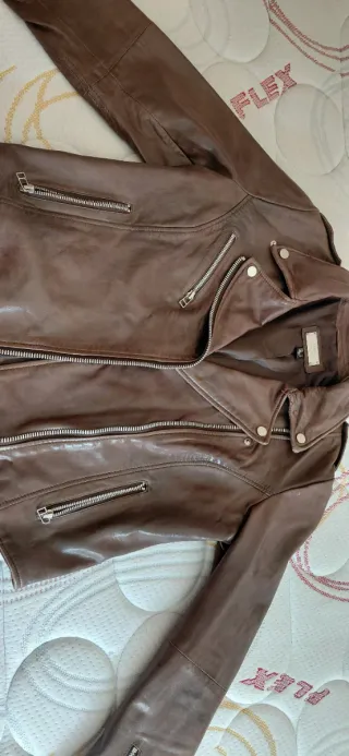 Cazadora Cuero Mango Mujer Talla L