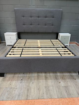 Cama Matrimonial con Cabecero Gris