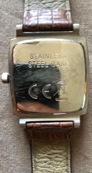 Orologio Quarzo Quadrato Marrone Argento