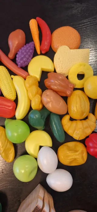 Juego Comida Madera Plástico Tela