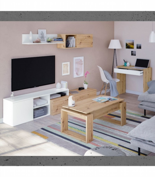 Mueble De Salón 221 Cm. Roble Nodic Y Blanco Arti