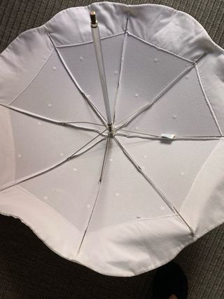 Ombrello in piqué bianco con topi