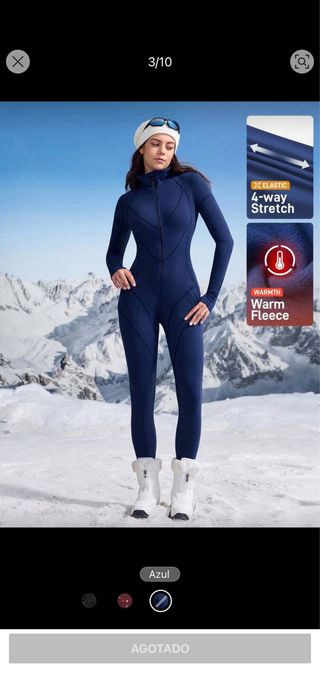 Mono de esquí azul manga larga