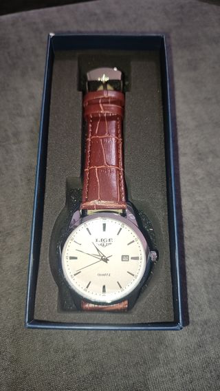 Reloj LIGE Analógico Cuero Marrón/Plata