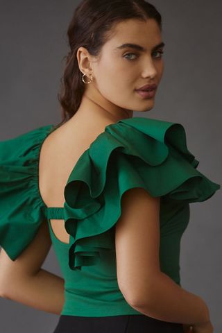 Top verde de Anthropologie, XS
