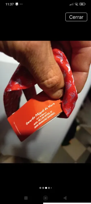 Corbata roja con elefantes plateados