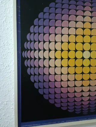 Cuadro Op Art Geométrico Morado y Amarillo