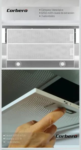 Campana Extractora Corberó Telescópica 90cm