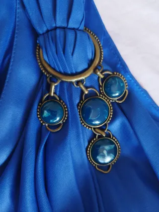 Vestido fiesta azul drapeado CABOTINE T/40