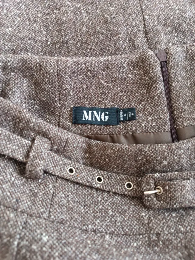Falda Mango Marrón Tweed Talla M