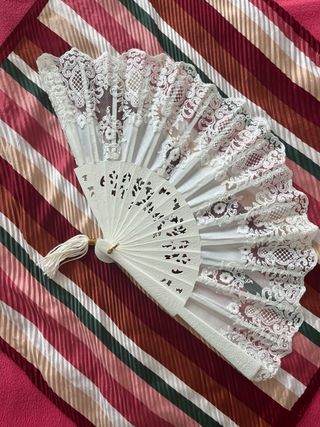 Abanico Novia Encaje Blanco