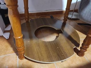 Mesa camilla madera provenzal con cristal y tarima