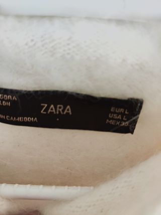 Jersey Zara beige/blanco cuello alto