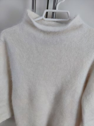 Jersey Zara beige/blanco cuello alto