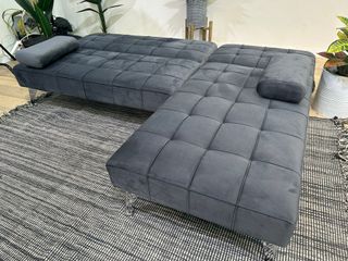 Sofá Cama Gris Terciopelo
