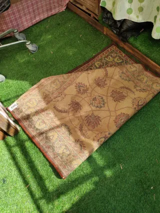 Alfombra Vintage Lana Beige y Rojo