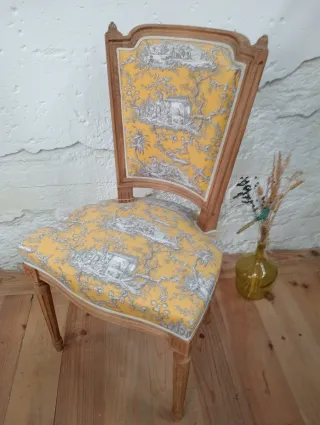 Silla Estilo Luis XVI Tela Toile de Jouy vintage