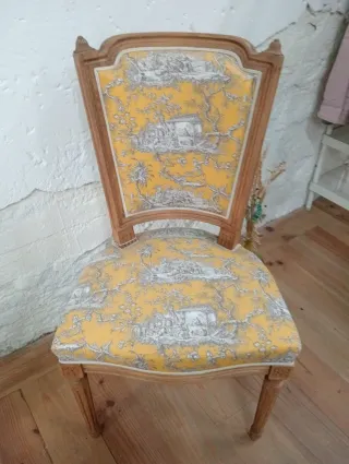 Silla Estilo Luis XVI Tela Toile de Jouy vintage