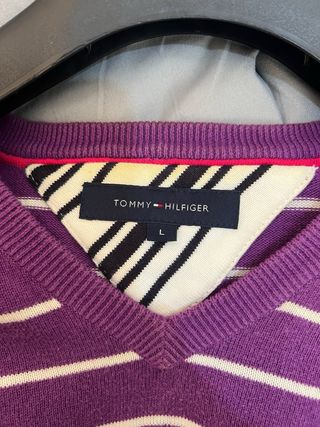 Jersey Tommy Hilfiger Rayas Morado Blanco