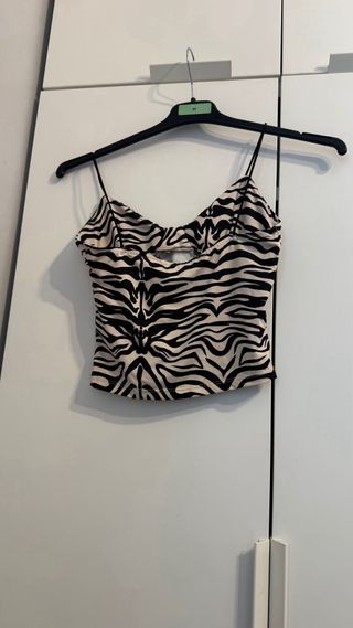 Camiseta tirantes estampado cebra mujer