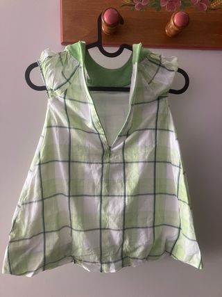 Vestido niña cuadros verde.