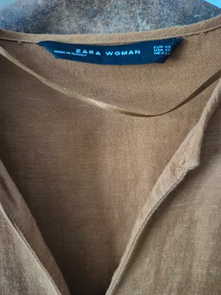 Blusa Zara Terracotta Misto Lino Cotone XS
