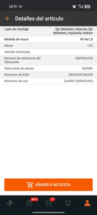 Rotula Suspensión BMW E46 320d Izquierdo/Derecho