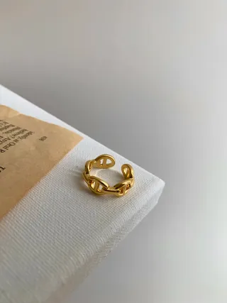 Anillo cadena, Acero inoxidable Baño oro 18klt