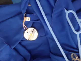 Traje de flamenca azul con volantes